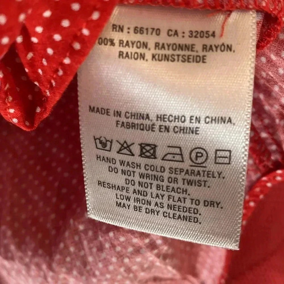 Maeve red with with polka dot blouse - women small - long sleeve vneck - Picture 4 of 6